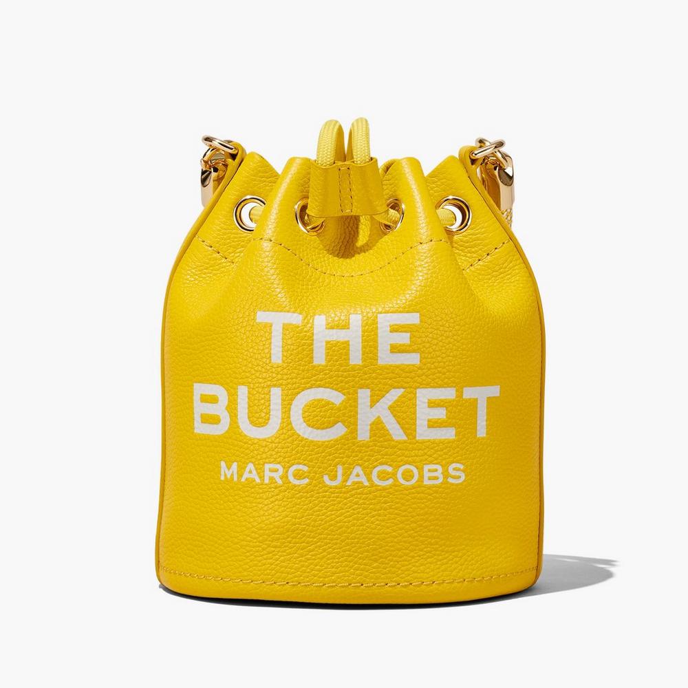 Marc Jacobs Leather Women's Bucket Bag Yellow  Australia |  IYK-731645