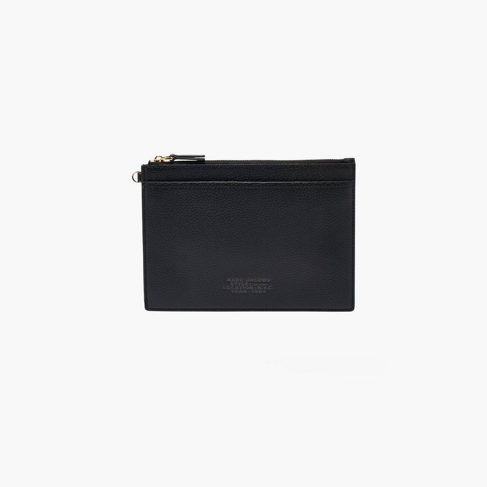 Marc Jacobs Leather Wristlet Women's Small Wallets Black  Australia |  BGR-465012