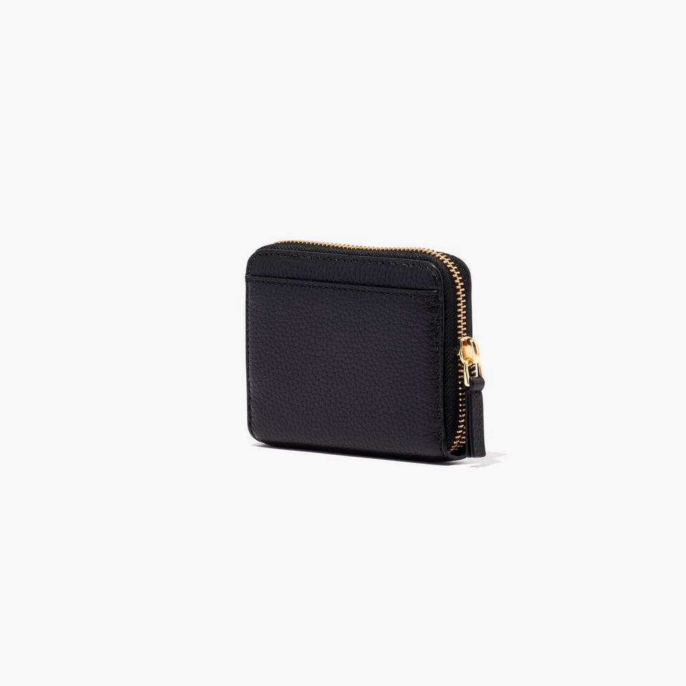 Marc Jacobs Leather Zip Around Women's Small Wallets Black  Australia |  BPZ-246308