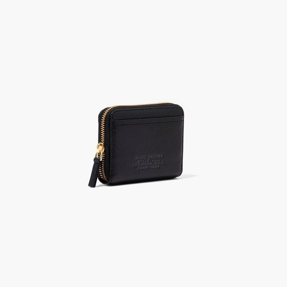 Marc Jacobs Leather Zip Around Women's Small Wallets Black  Australia |  BPZ-246308