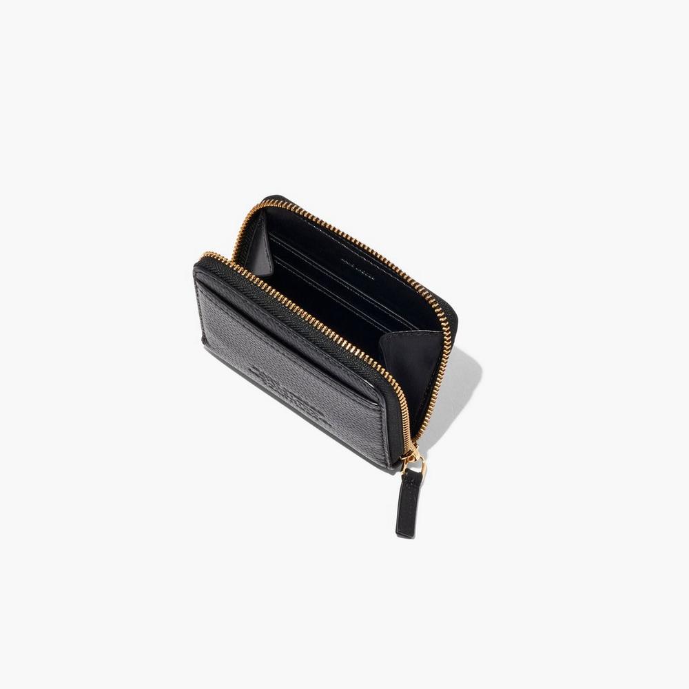 Marc Jacobs Leather Zip Around Women's Small Wallets Black  Australia |  BPZ-246308