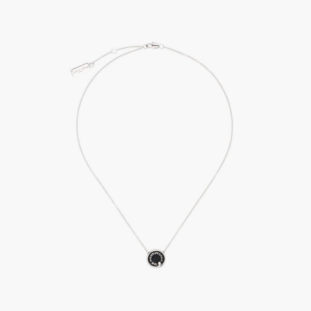 Marc Jacobs Medallion Pendant Women's Necklace Black / Silver  Australia |  GDU-304761