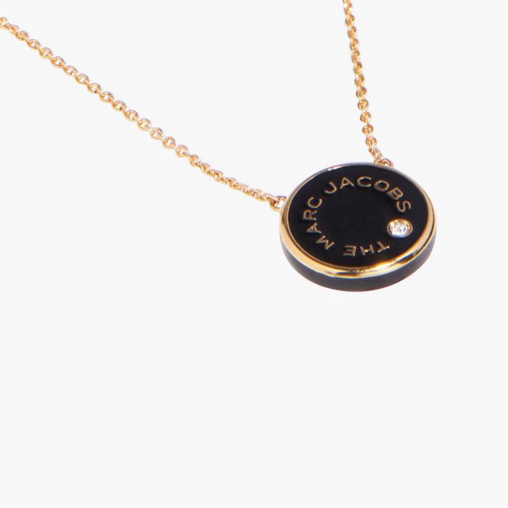 Marc Jacobs Medallion Pendant Women's Necklace Black / Gold  Australia |  SWT-624037