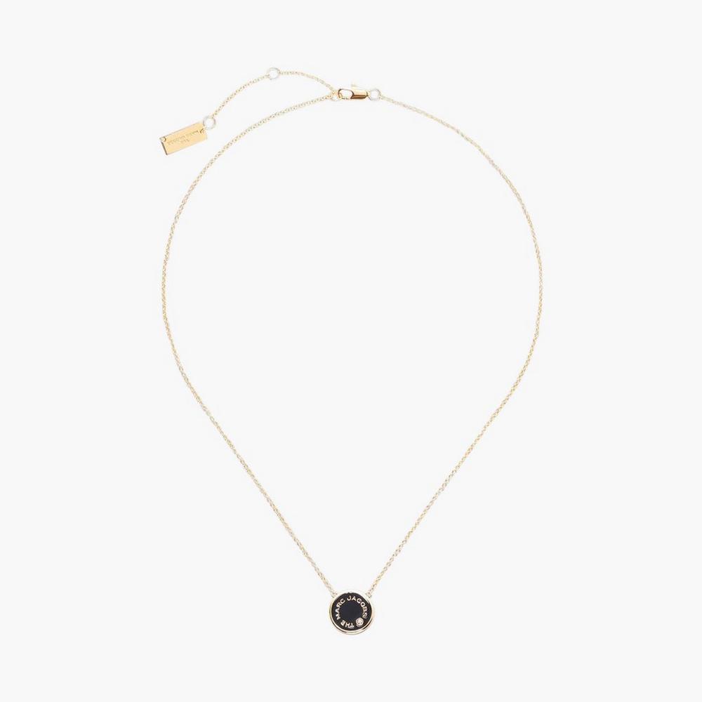 Marc Jacobs Medallion Pendant Women's Necklace Black / Gold  Australia |  SWT-624037