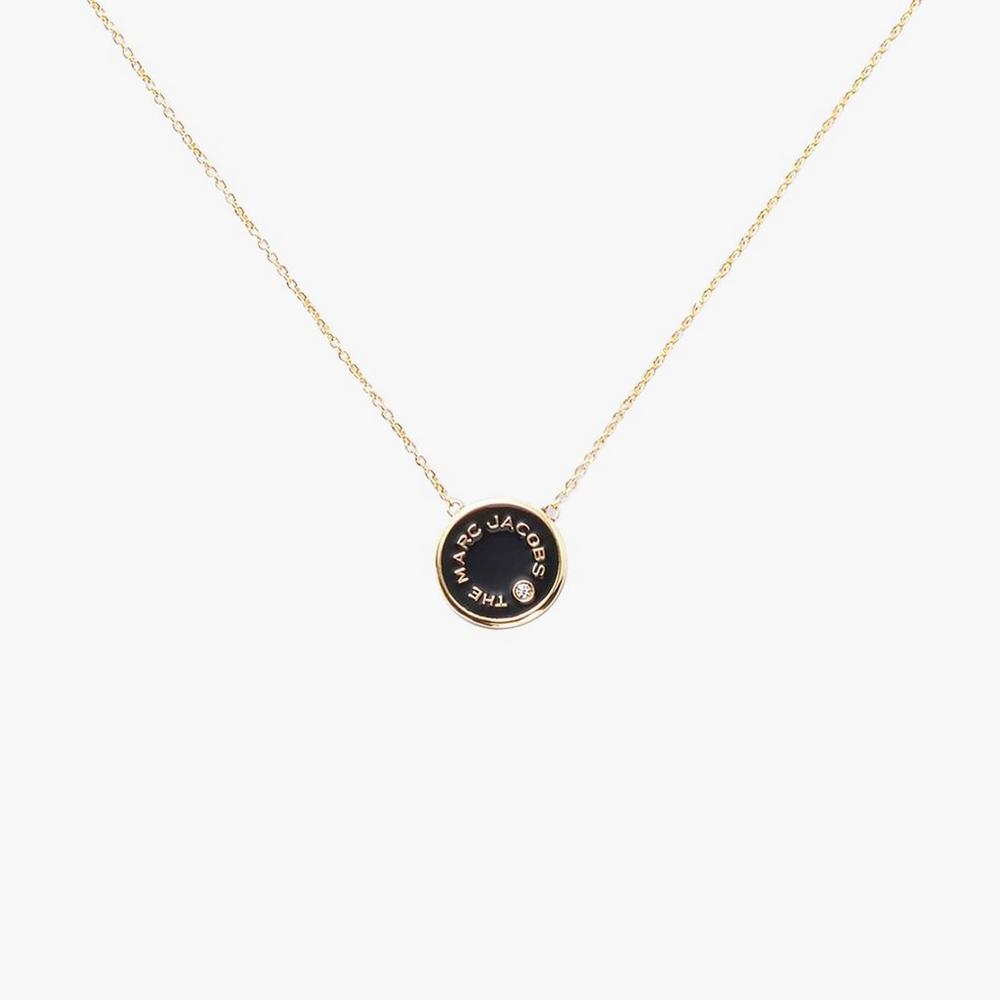 Marc Jacobs Medallion Pendant Women\'s Necklace Black / Gold  Australia |  SWT-624037