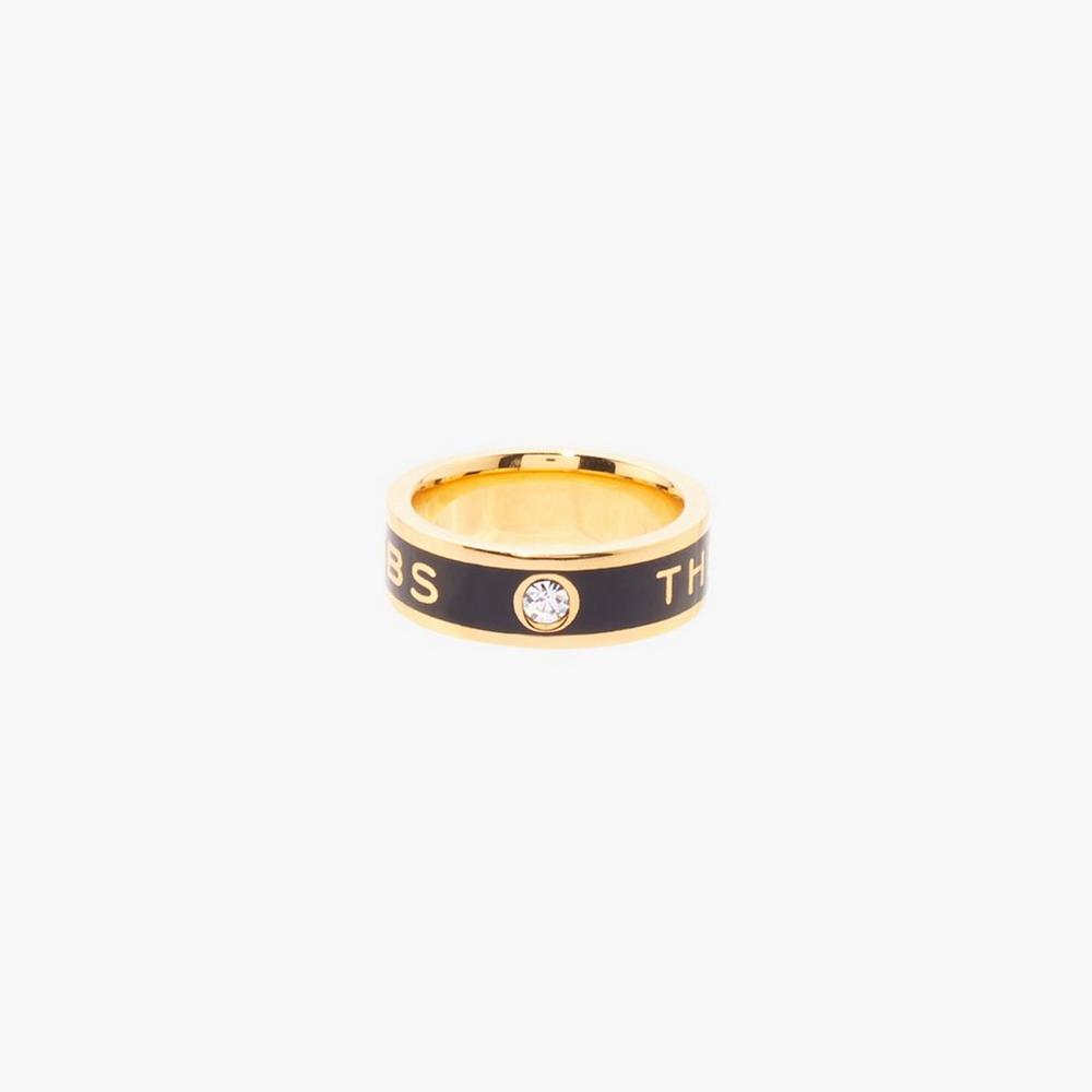 Marc Jacobs Medallion Women\'s Ring Black / Gold  Australia |  EAV-026751