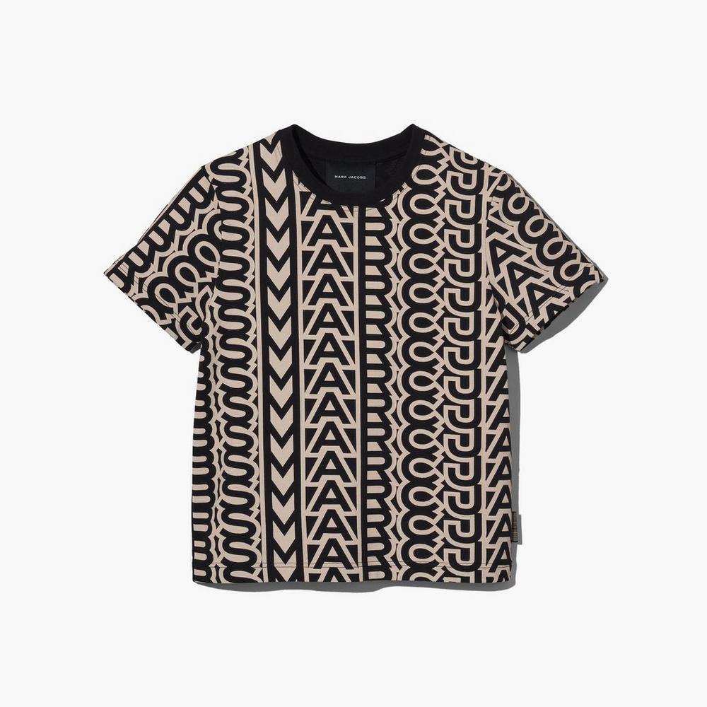 Marc Jacobs Monogram Baby Tee Women\'s Tee Black / Ivory  Australia |  SDC-438975