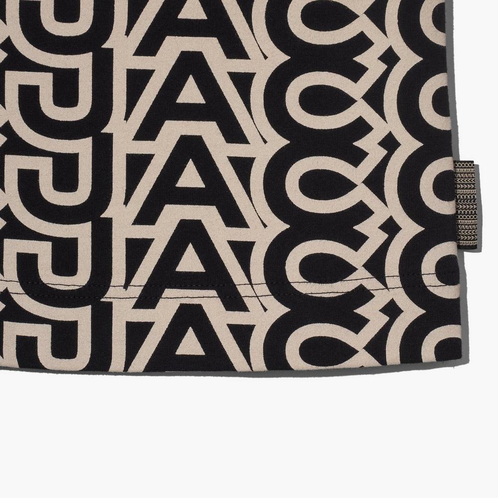 Marc Jacobs Monogram Big T-Shirt Women's T-Shirt Black / Ivory  Australia |  WOZ-973256