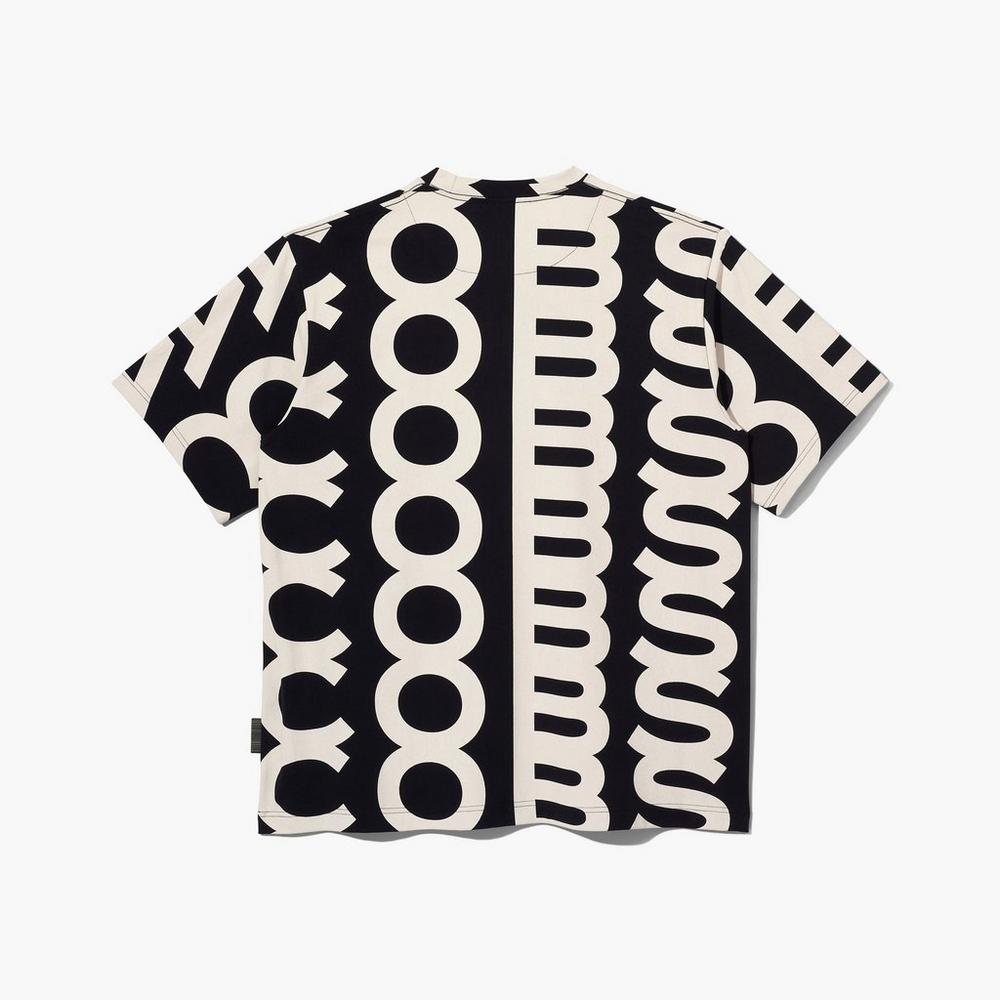 Marc Jacobs Monogram Big Tee Women's Tee Black / Ivory  Australia |  WUS-095628