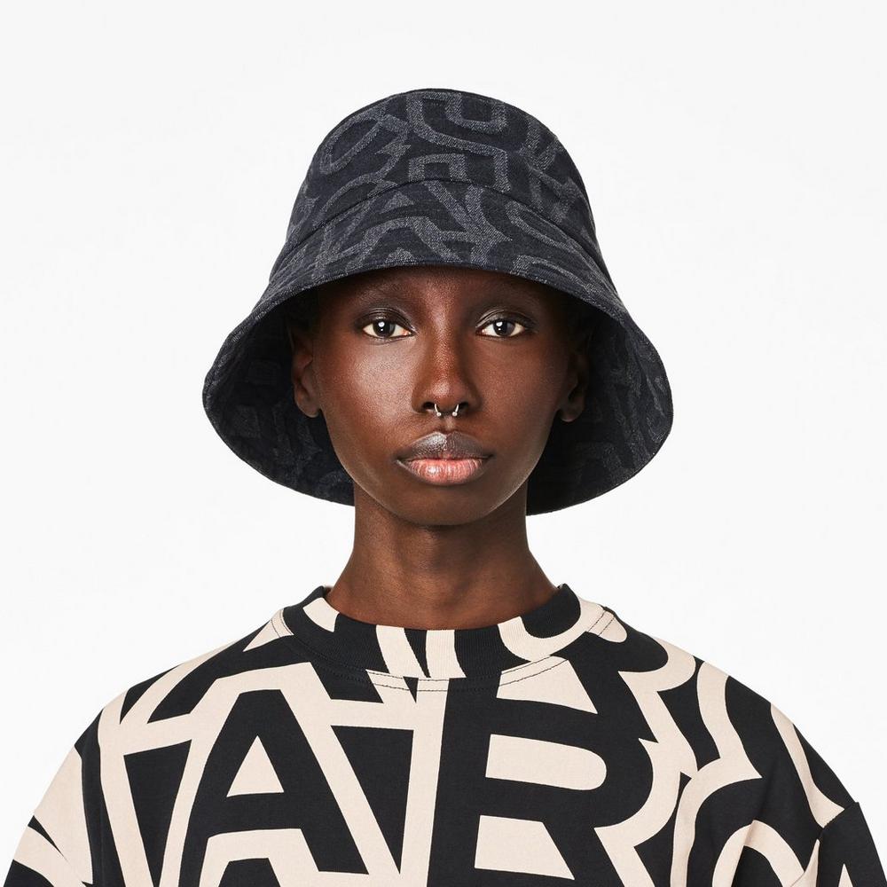 Marc Jacobs Monogram Bucket Women's Hat Black  Australia |  EOB-254386