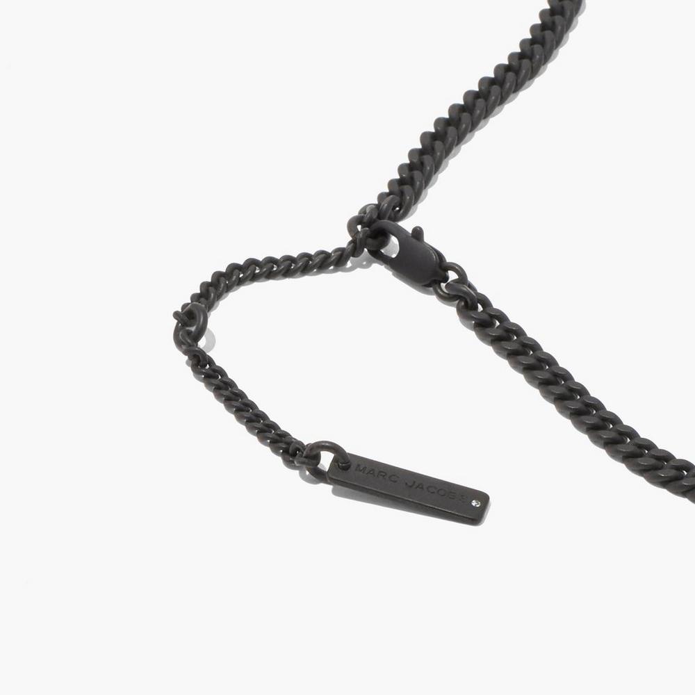 Marc Jacobs Monogram Chain DTM Women's Necklace Black  Australia |  MCK-190256