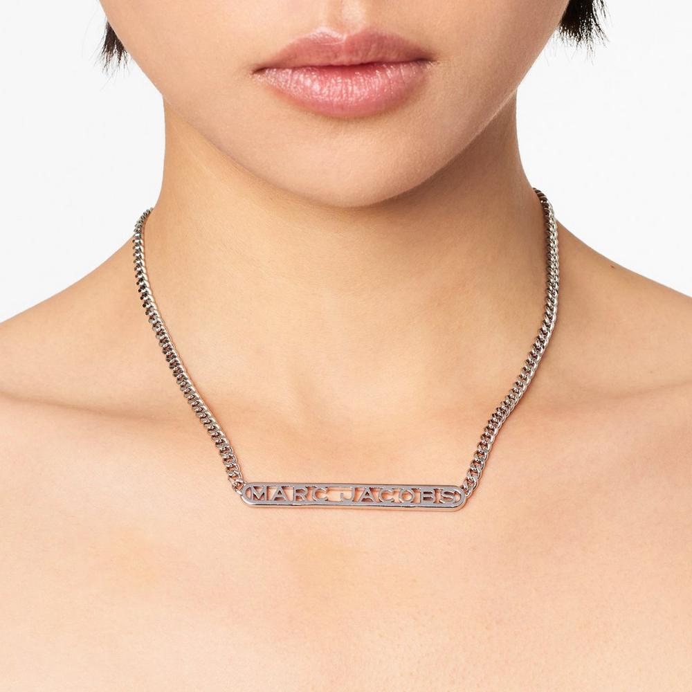 Marc Jacobs Monogram Chain Women's Necklace Silver  Australia |  KIT-748293