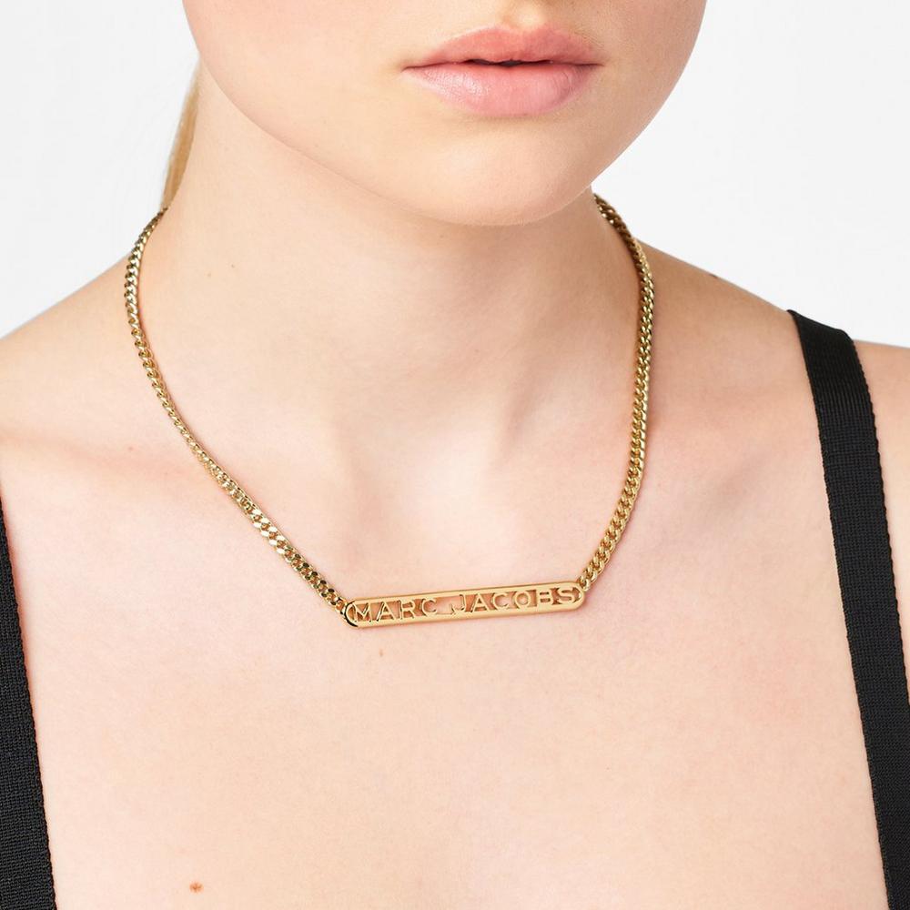 Marc Jacobs Monogram Chain Women's Necklace Gold  Australia |  OIP-420915