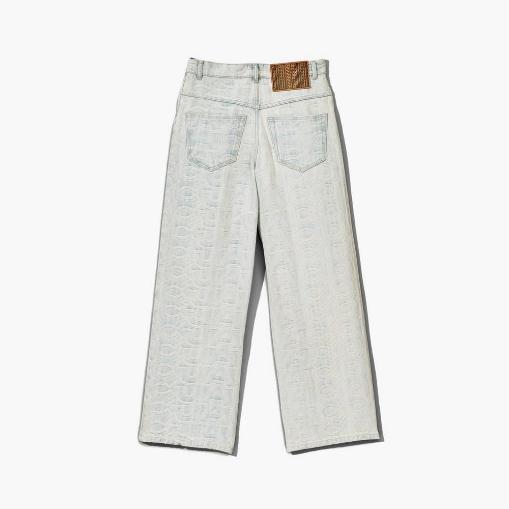 Marc Jacobs Monogram Denim Women's Pant Ice Blue  Australia |  URX-513869