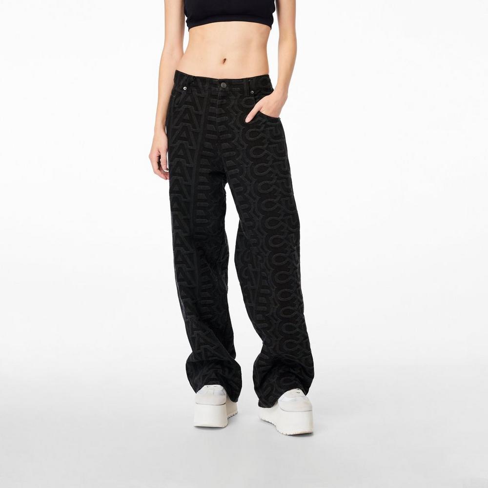 Marc Jacobs Monogram Denim Women's Pant Black  Australia |  ZAH-279654