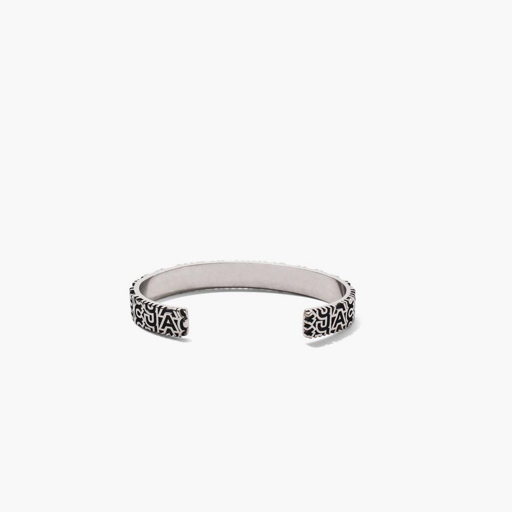 Marc Jacobs Monogram Engraved Women's Bracelet Aged Silver  Australia |  BKO-467385