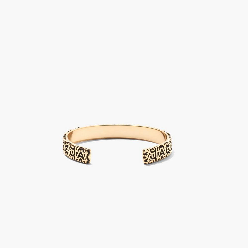 Marc Jacobs Monogram Engraved Women's Bracelet Aged Gold  Australia |  IKR-732568