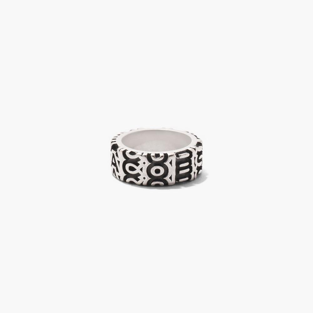 Marc Jacobs Monogram Engraved Women's Ring Aged Silver  Australia |  NCY-627159