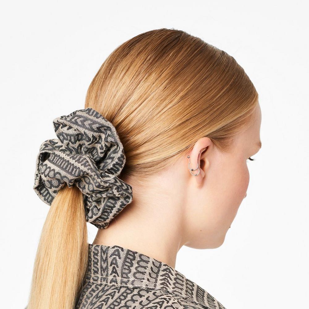 Marc Jacobs Monogram Jacquard Scrunchie Women's Hair Accessories Natural Jacquard Black  Australia |  VRH-279510