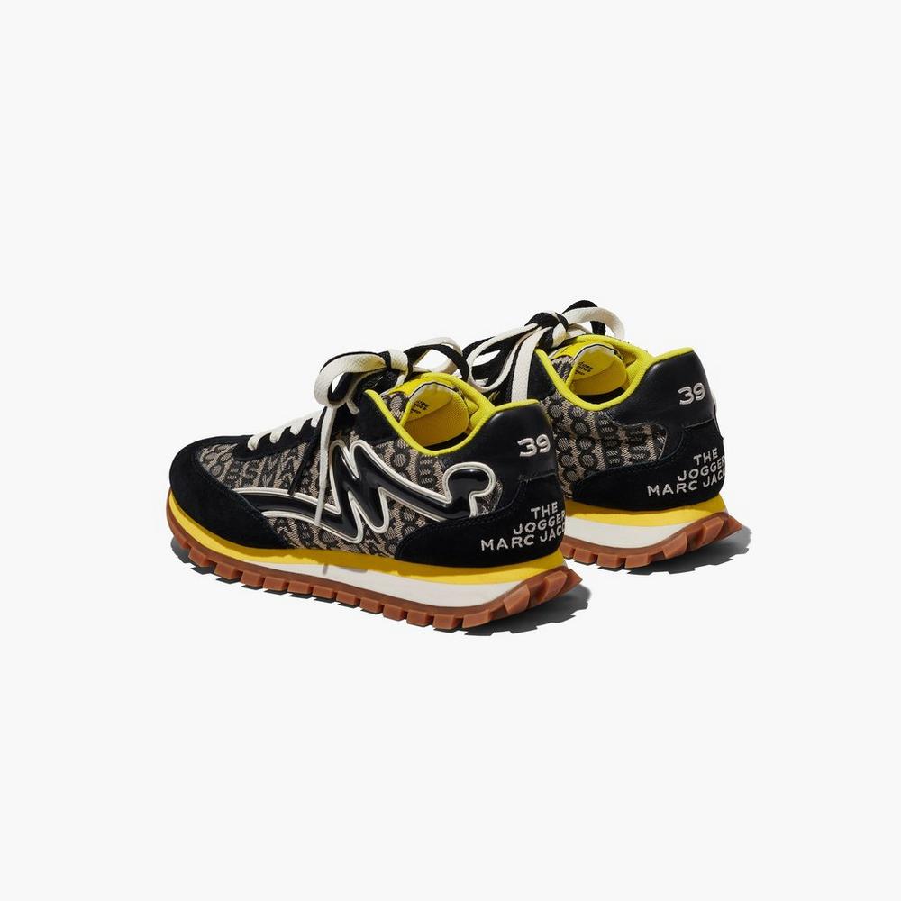 Marc Jacobs Monogram Jogger Women's Sneakers Black / Yellow  Australia |  GBV-053867