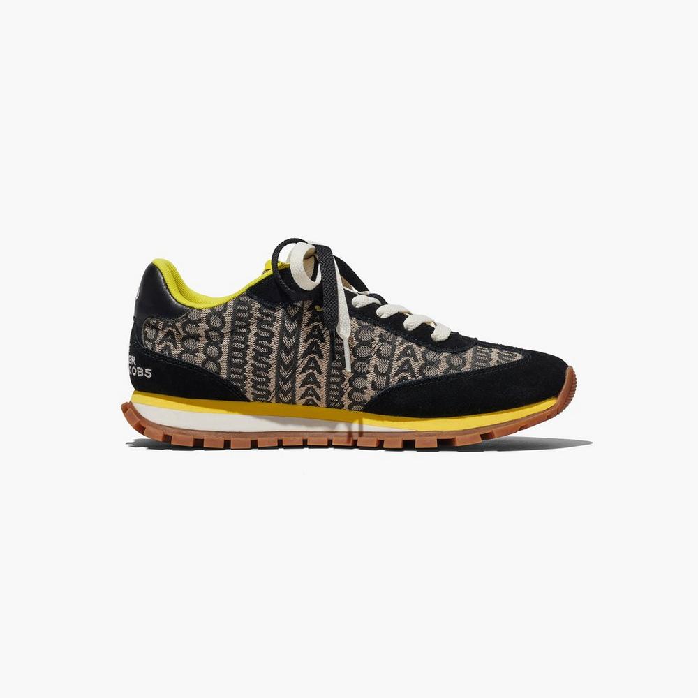 Marc Jacobs Monogram Jogger Women's Sneakers Black / Yellow  Australia |  GBV-053867