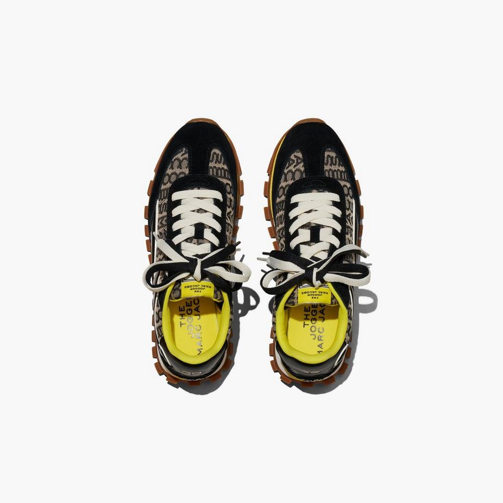 Marc Jacobs Monogram Jogger Women's Sneakers Black / Yellow  Australia |  GBV-053867