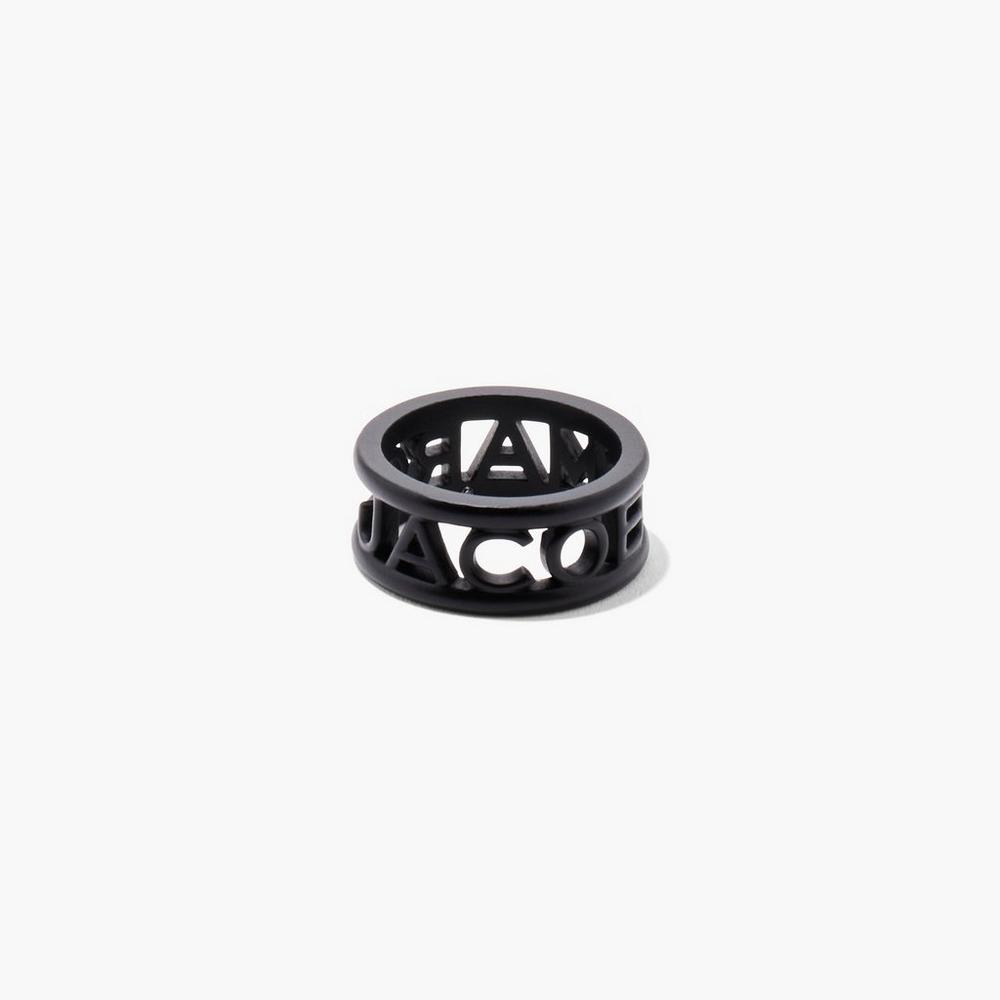 Marc Jacobs Monogram Logo DTM Women's Ring Black  Australia |  YSD-470962