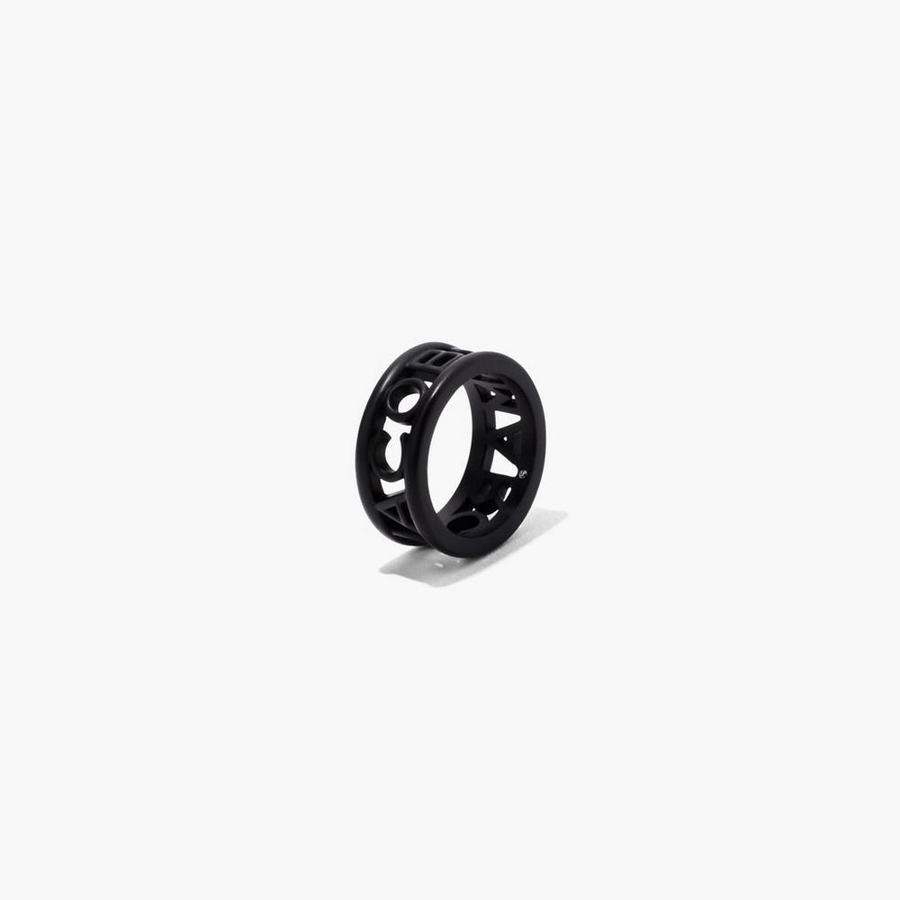 Marc Jacobs Monogram Logo DTM Women's Ring Black  Australia |  YSD-470962