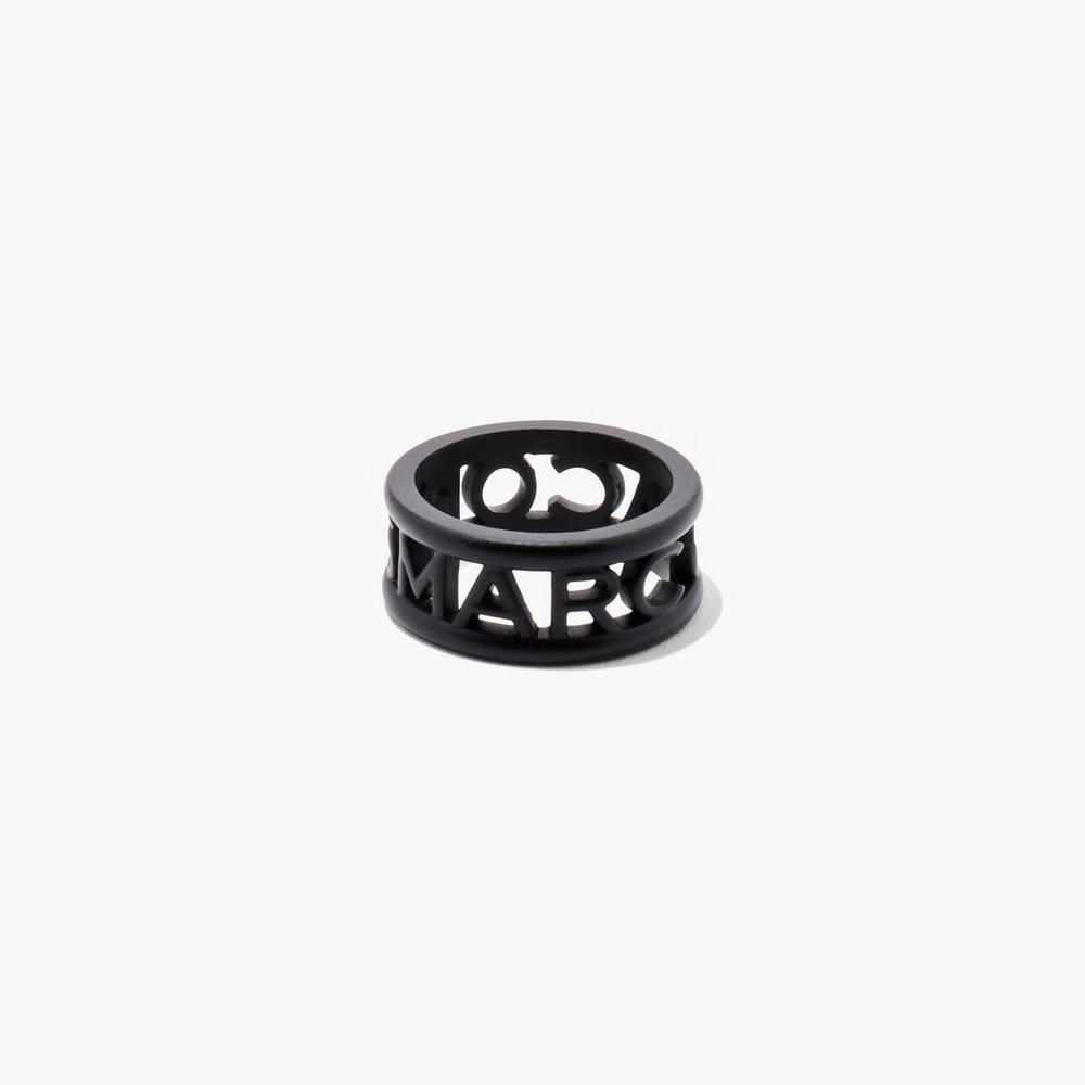 Marc Jacobs Monogram Logo DTM Women\'s Ring Black  Australia |  YSD-470962