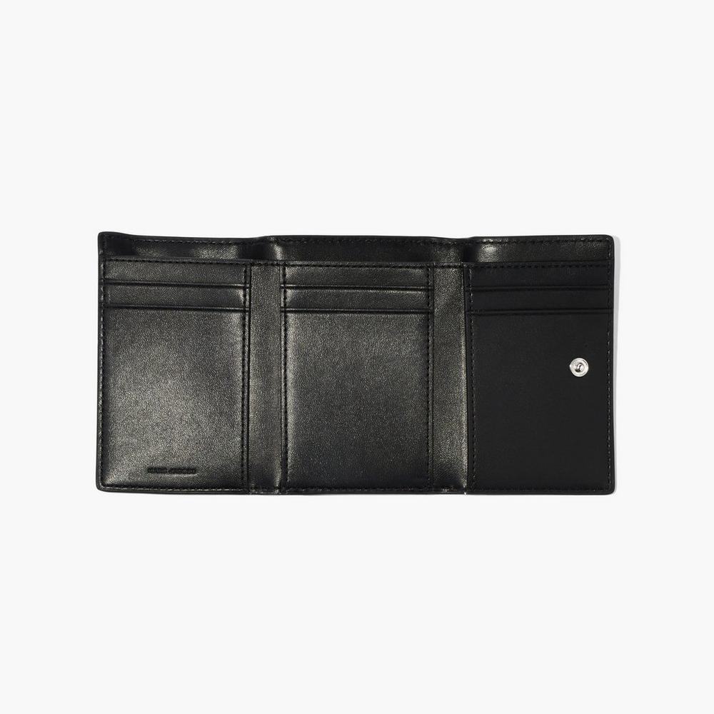 Marc Jacobs Monogram Medium Trifold Women's Large Wallets Black / White  Australia |  VSY-367814