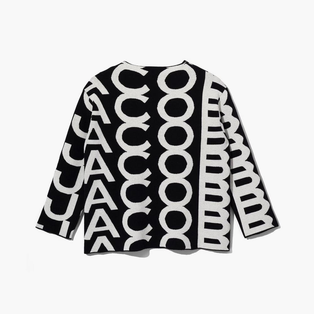 Marc Jacobs Monogram Oversized Knit Jumper Women's Sweater Black / Ivory  Australia |  THF-815267