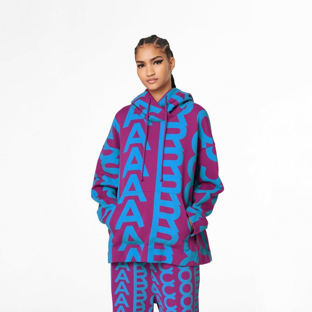 Marc Jacobs Monogram Oversized Women's Hoodie Purple / Blue  Australia |  MCI-968417