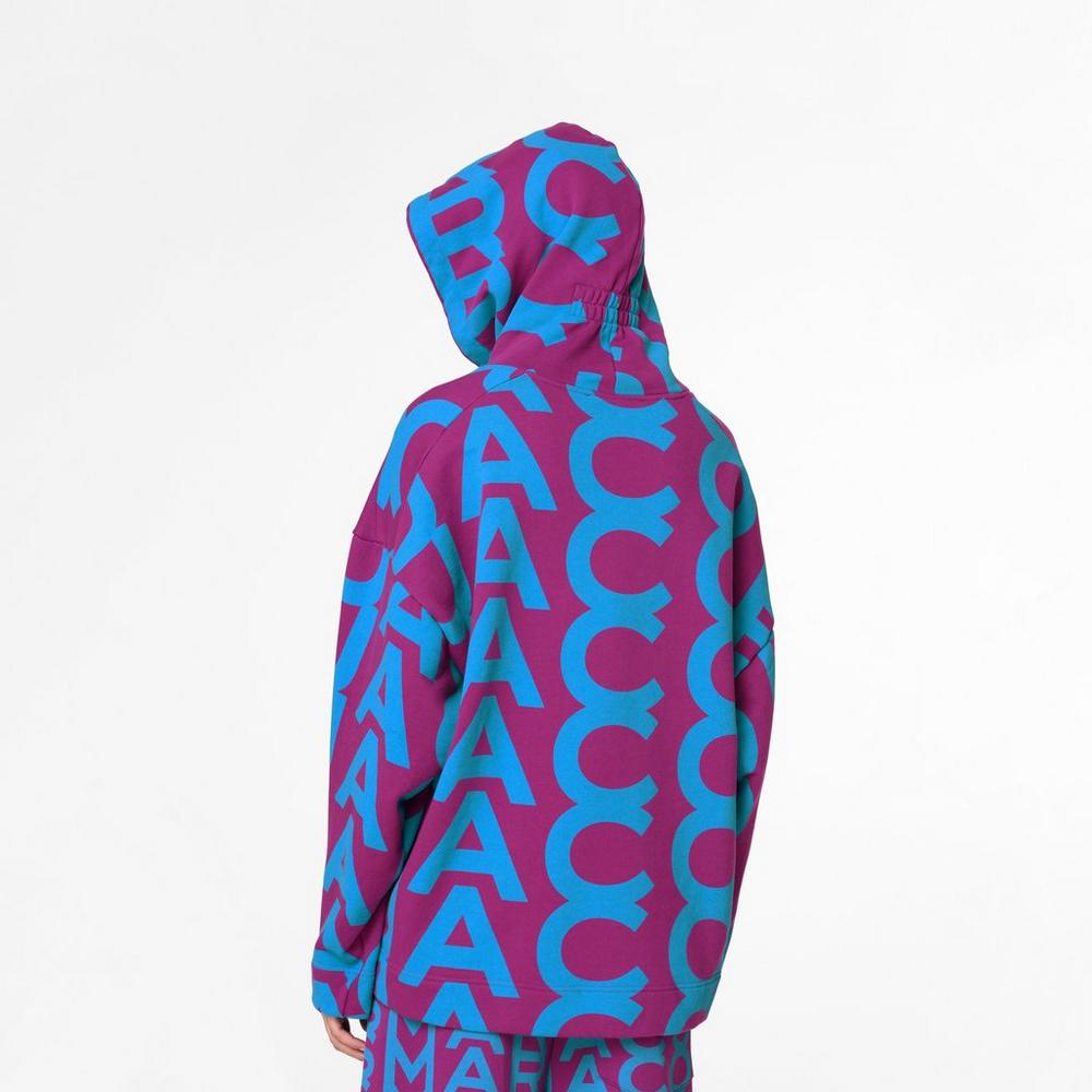 Marc Jacobs Monogram Oversized Women's Hoodie Purple / Blue  Australia |  MCI-968417