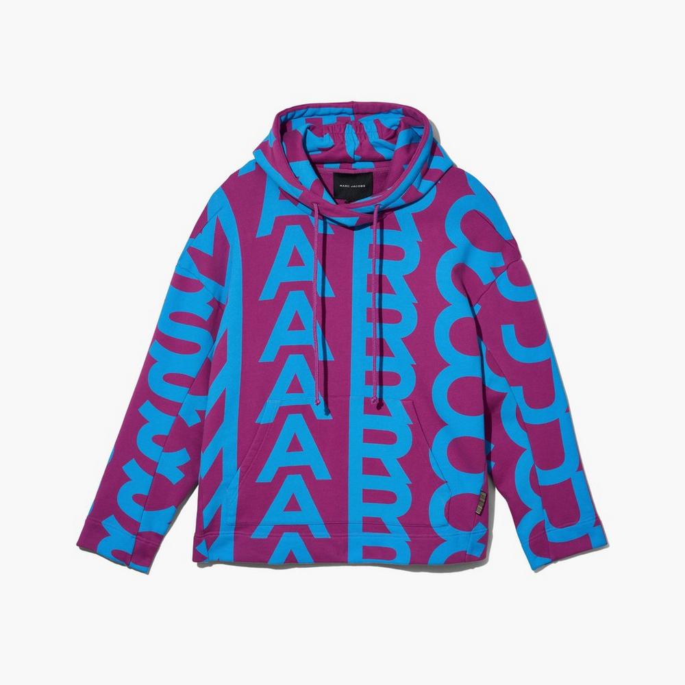 Marc Jacobs Monogram Oversized Women\'s Hoodie Purple / Blue  Australia |  MCI-968417