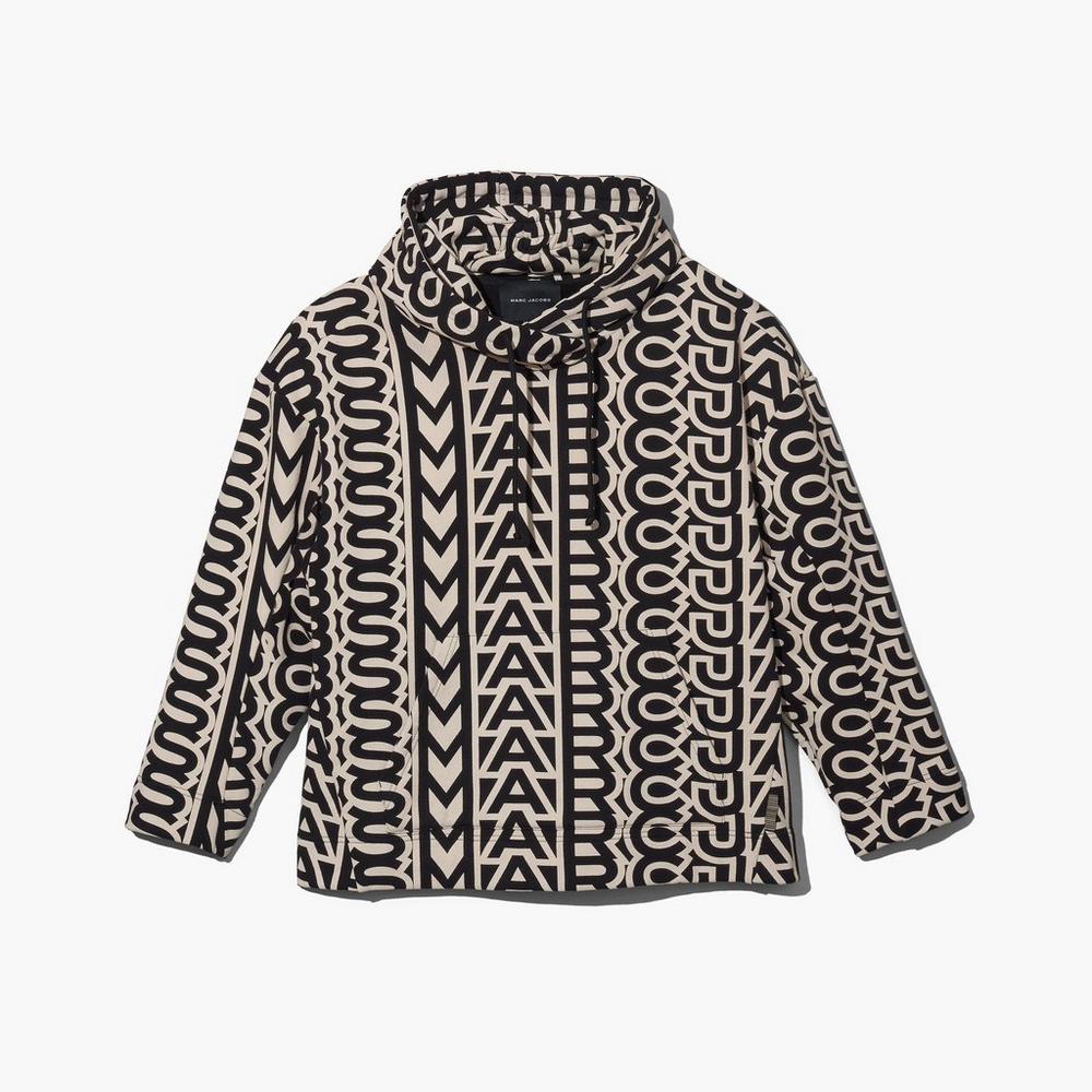 Marc Jacobs Monogram Oversized Women\'s Hoodie Black / Ivory  Australia |  WLU-052471