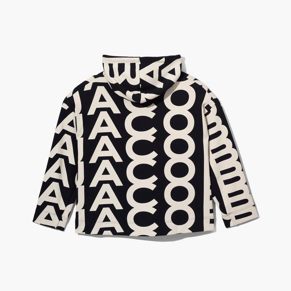 Marc Jacobs Monogram Oversized Women's Hoodie Black / Ivory  Australia |  WYC-539017