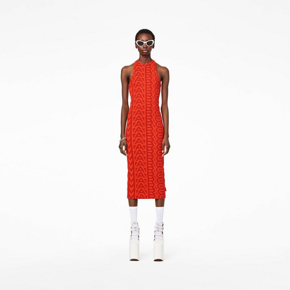 Marc Jacobs Monogram Racer Rib Women's Dress Electric Orange / True Red  Australia |  YEI-314207