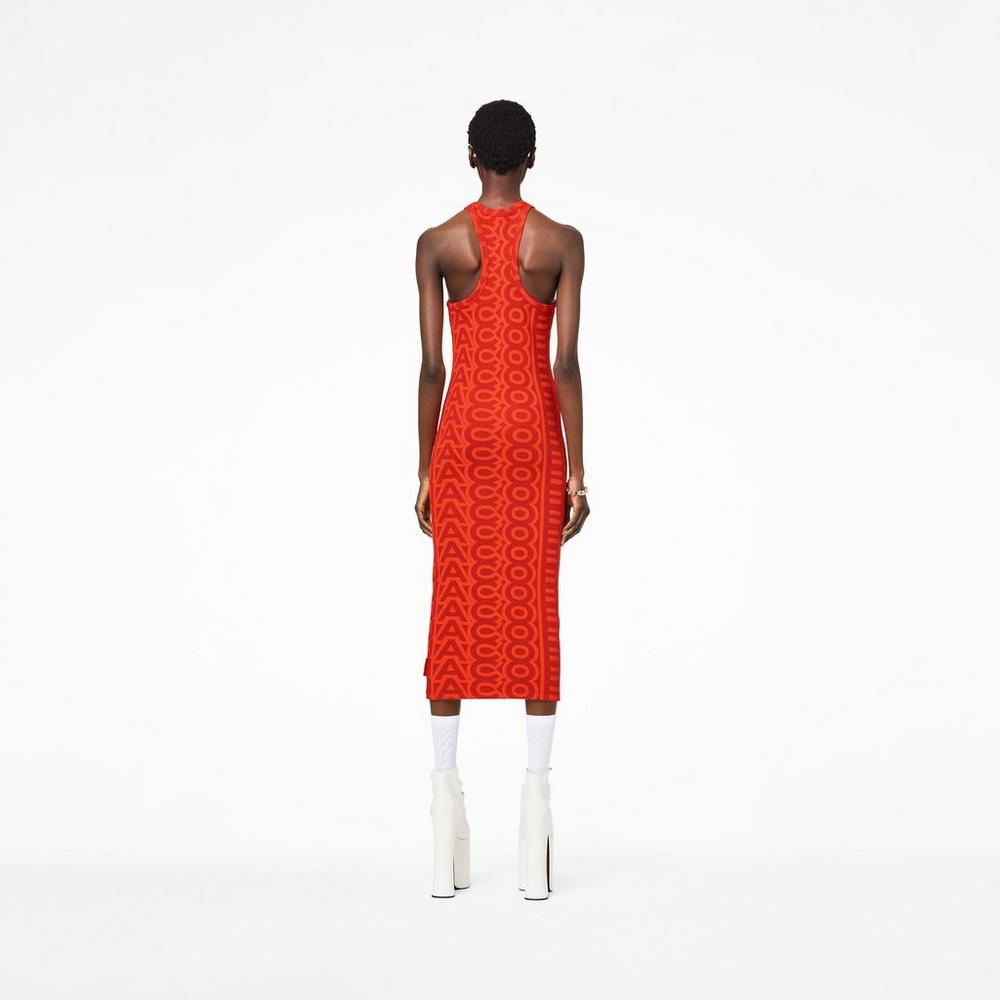 Marc Jacobs Monogram Racer Rib Women's Dress Electric Orange / True Red  Australia |  YEI-314207