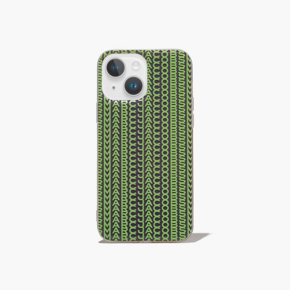 Marc Jacobs Monogram iPhone Case 14 Women\'s Tech Grey / Fluro Green  Australia |  XRY-543917