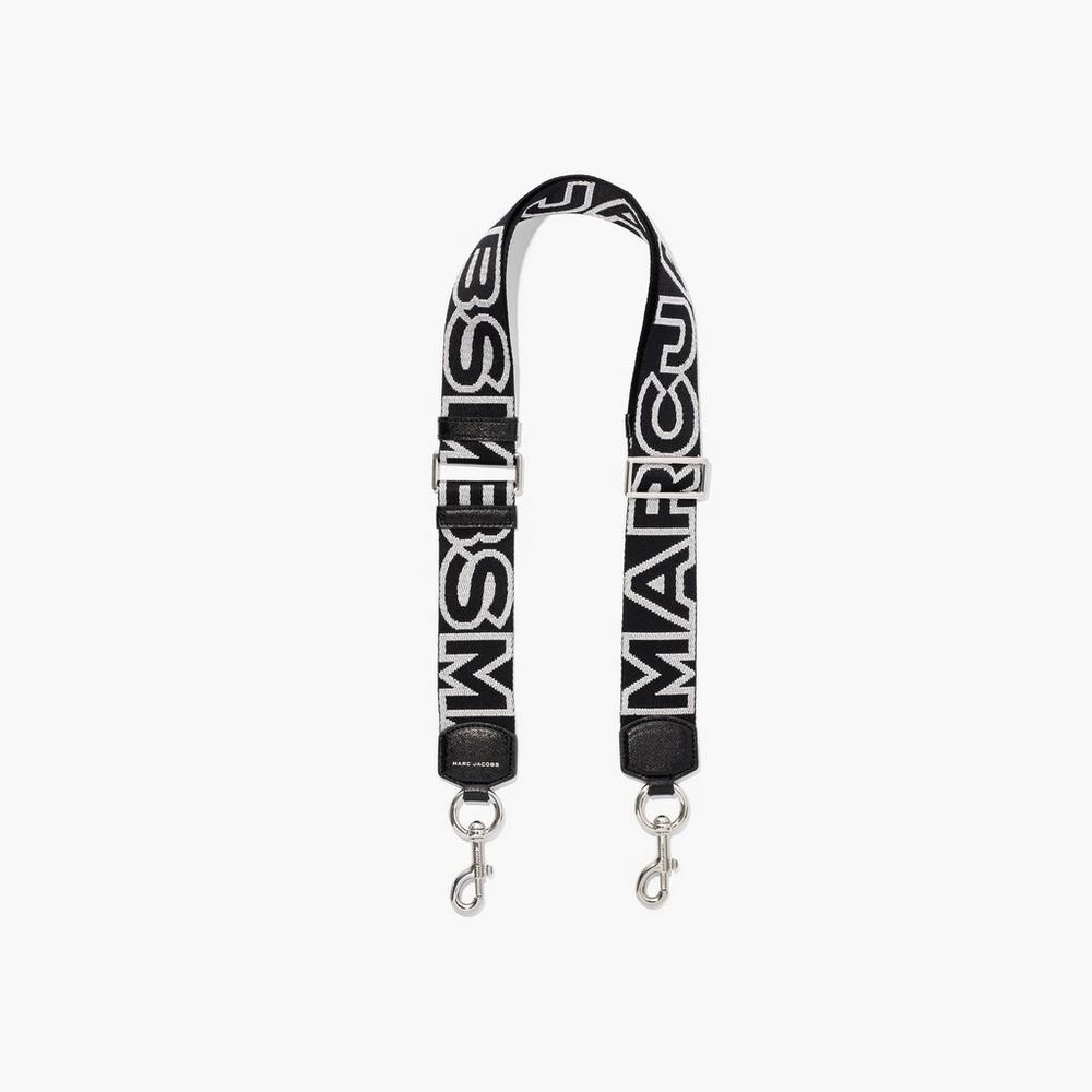 Marc Jacobs Outline Logo Webbing Women\'s Strap Black / Silver  Australia |  WOY-580172