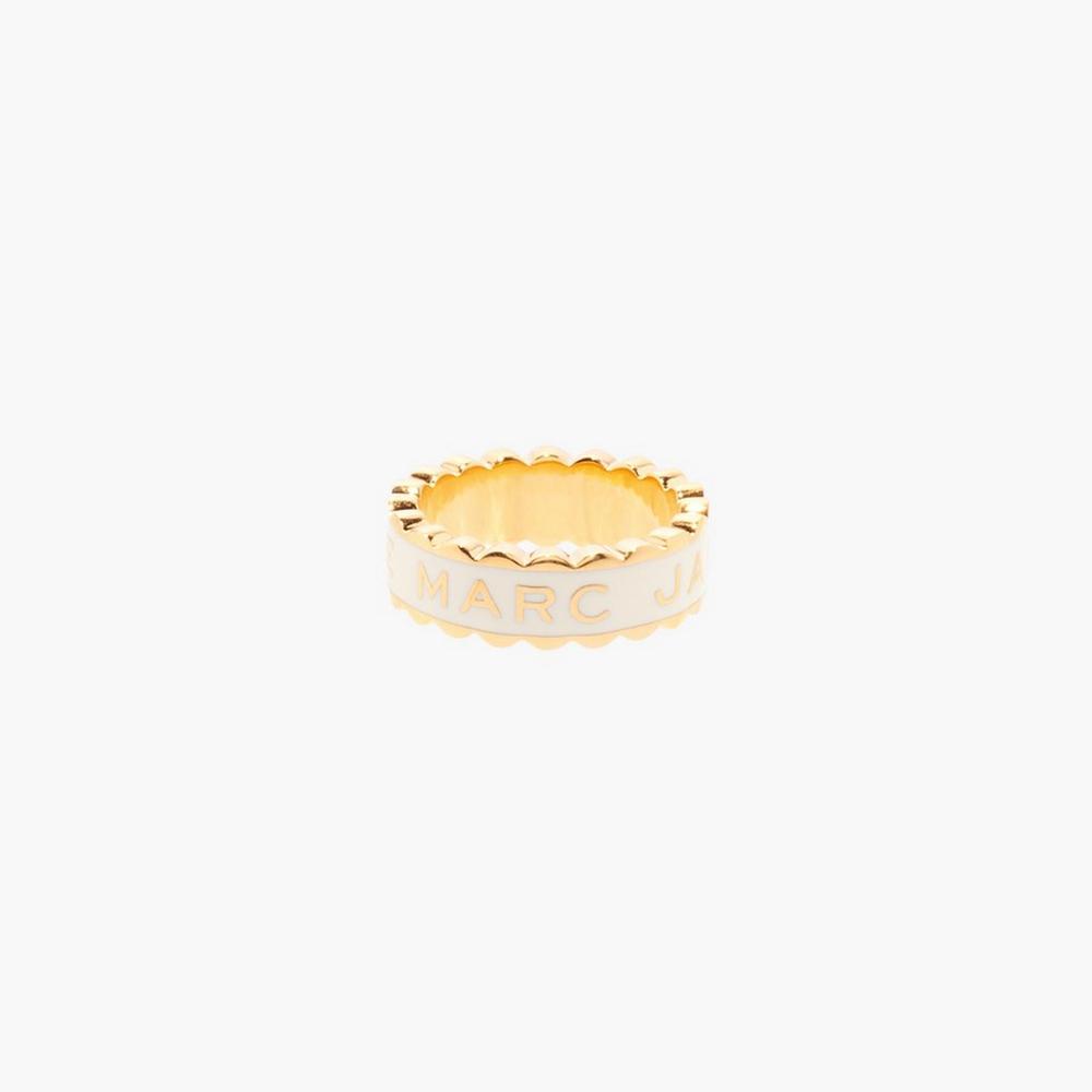 Marc Jacobs Scallop Medallion Women's Ring Cream / Gold  Australia |  BTE-805413