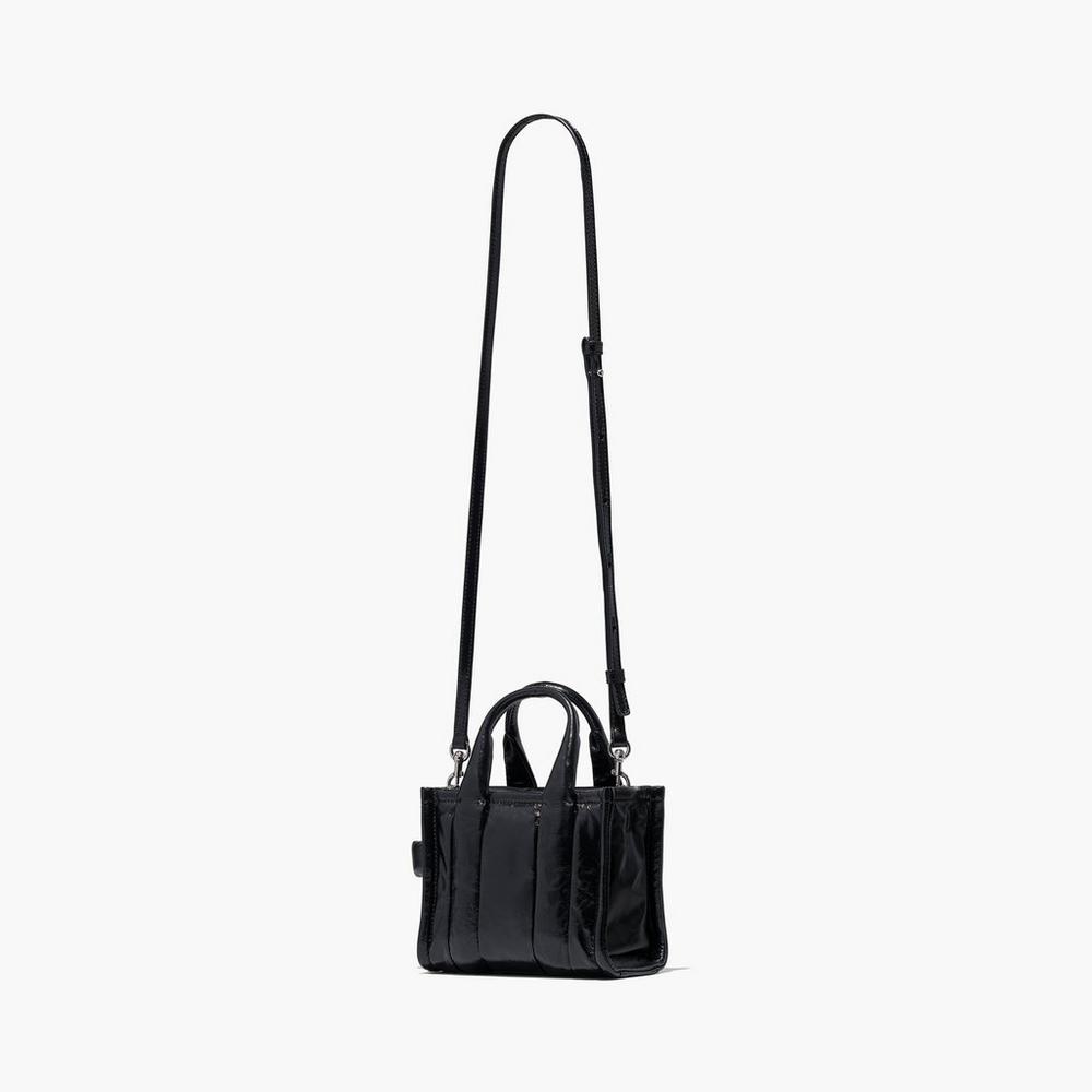 Marc Jacobs Shiny Crinkle Micro Tote Women's Tote Bag Black  Australia |  WGQ-074892