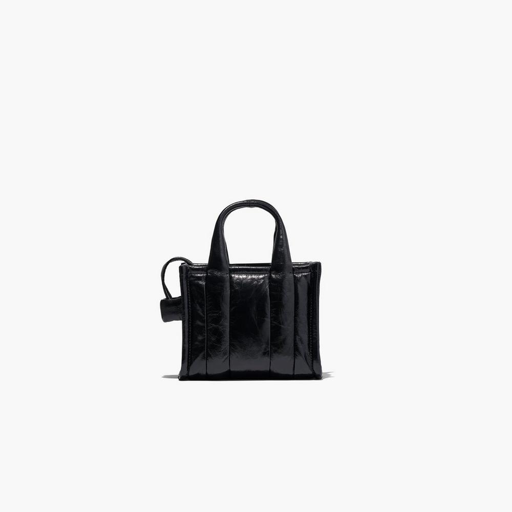 Marc Jacobs Shiny Crinkle Micro Tote Women's Tote Bag Black  Australia |  WGQ-074892