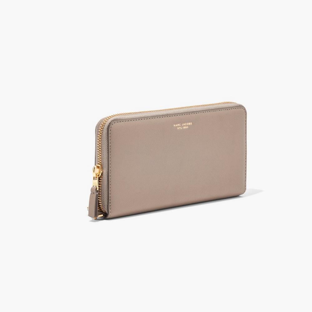 Marc Jacobs Slim 84 Continental Wristlet Women's Large Wallets Cement Brown  Australia |  QUL-108965