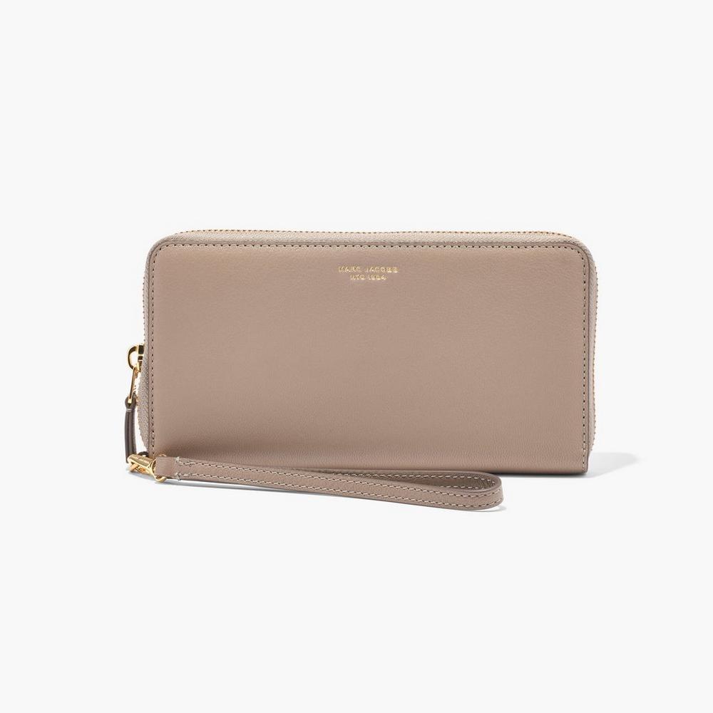 Marc Jacobs Slim 84 Continental Wristlet Women\'s Large Wallets Cement Brown  Australia |  QUL-108965