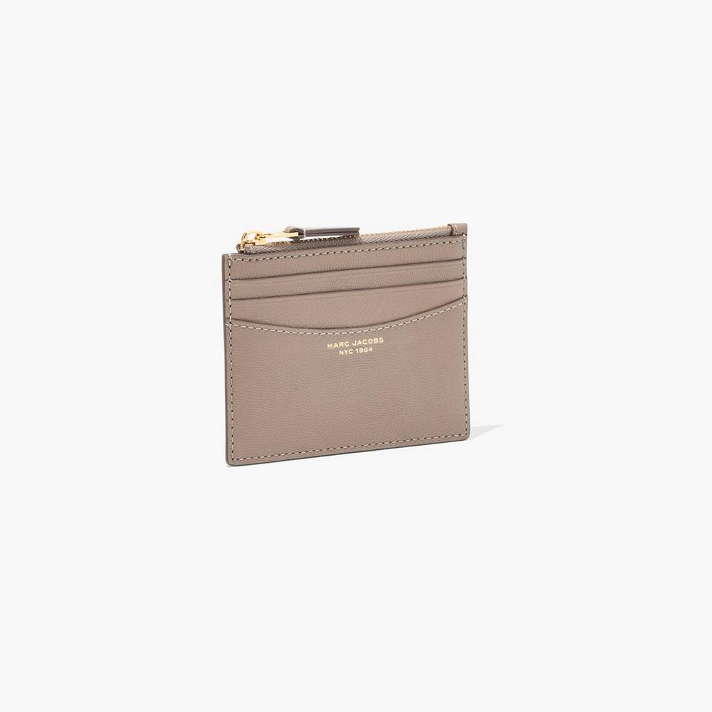 Marc Jacobs Slim 84 Zip Women's Card Case Cement Brown  Australia |  SBT-028649