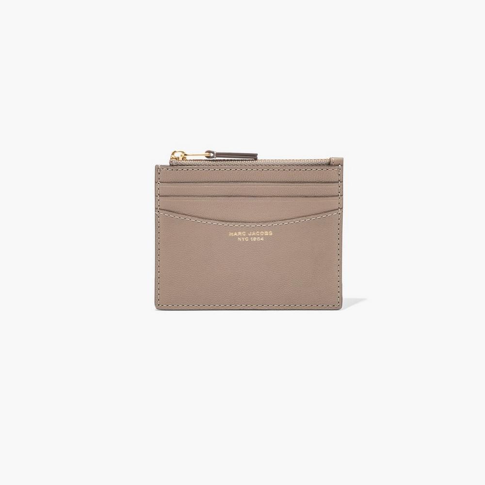 Marc Jacobs Slim 84 Zip Women\'s Card Case Cement Brown  Australia |  SBT-028649