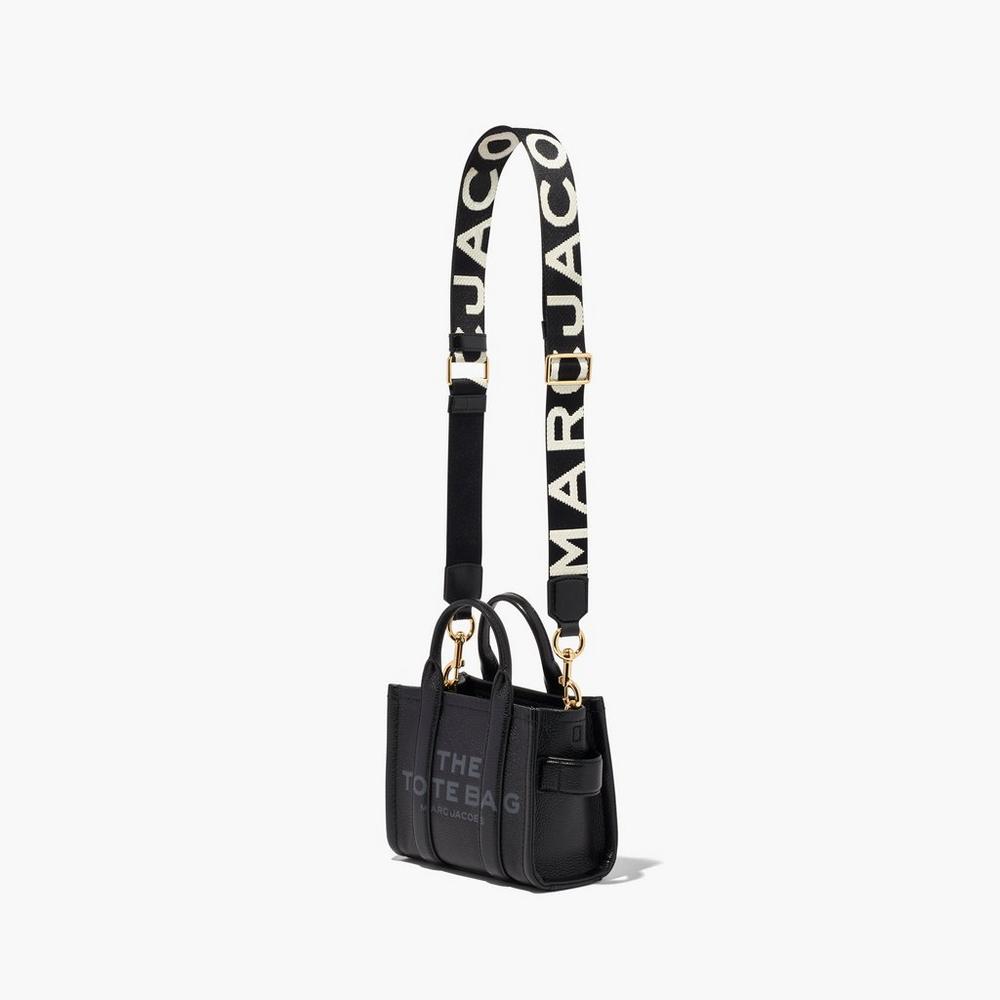 Marc Jacobs Thin Logo Webbing Women's Strap Black / White  Australia |  NYW-894056