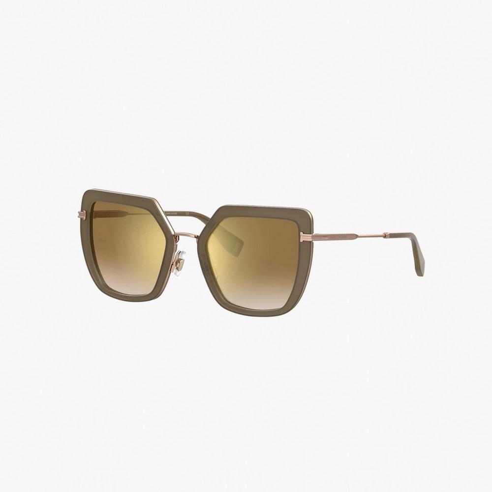 Marc Jacobs Icon Oversized Butterfly Women's Sunglasses Mud / Gold Australia | BSG-502947