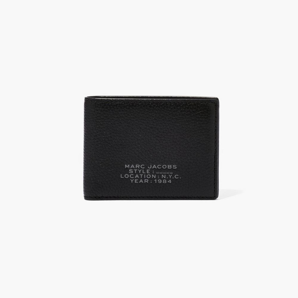 Marc Jacobs Leather Billfold Women's Large Wallets Black Australia | NEI-971643